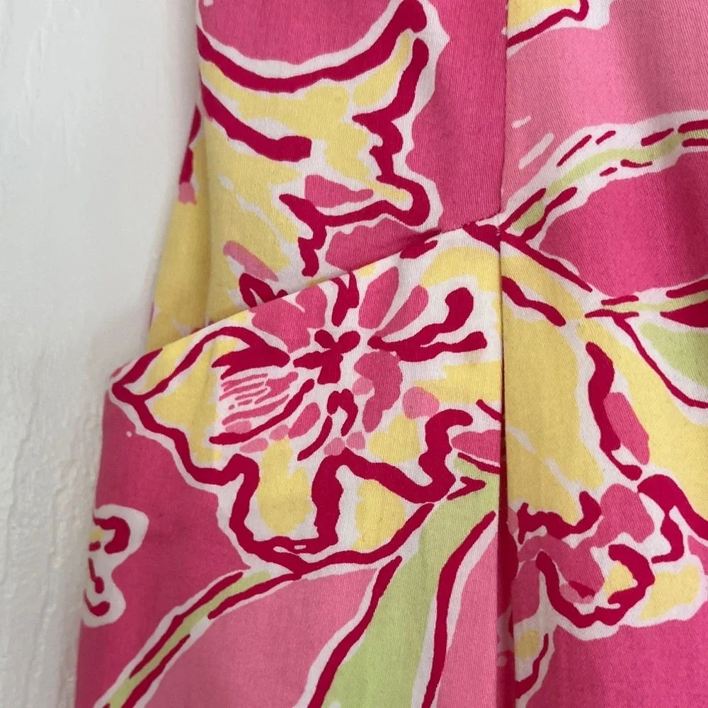 Lilly Pulitzer ClassicPink and Yellow Strapless Floral Dress With Slash Pockets - Picture 6 of 16